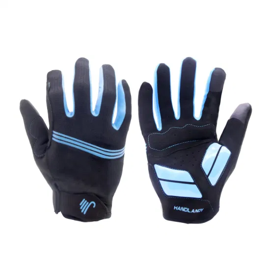 Prisafety Respirant Flexible Bleu Rembourrage Complet des Doigts Palm Grip Sport Gants d'équitation Écran Tactile Cyclisme Gants de Vélo pour Hommes